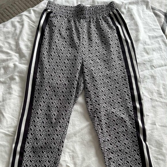 Lança Perfume Monogram Black & White Stretch Crepe Side-Stripe Track Pants – S - Picture 1 of 8